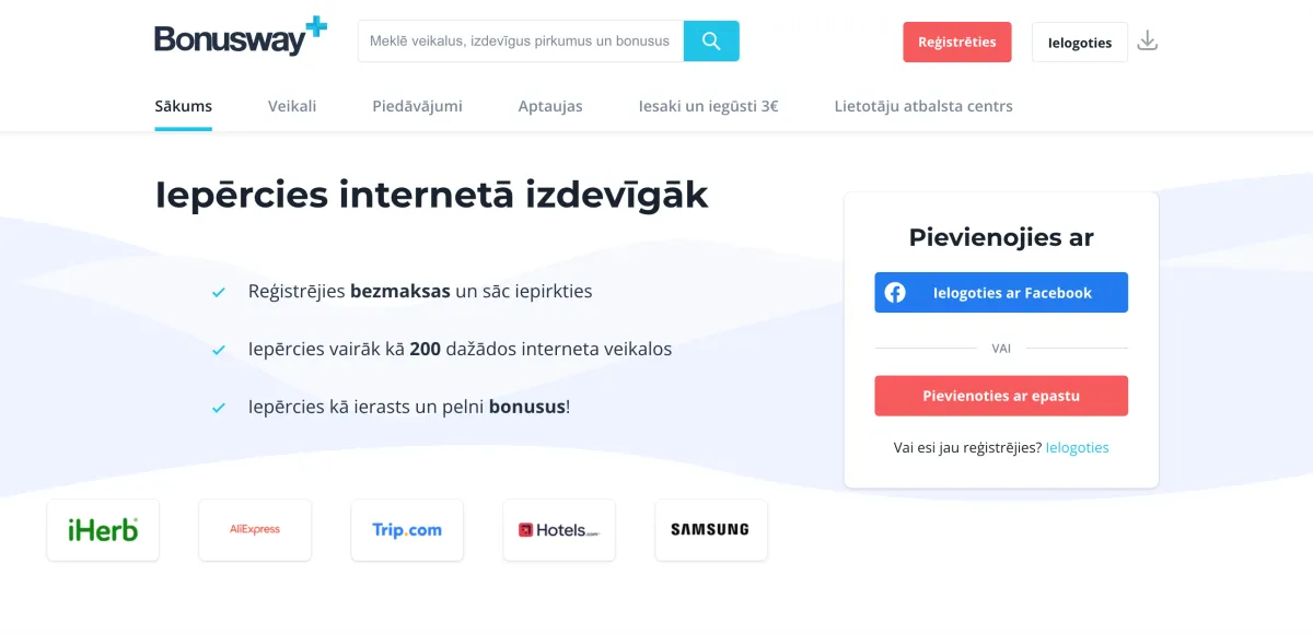 BonusWay - cashback pakalpojums