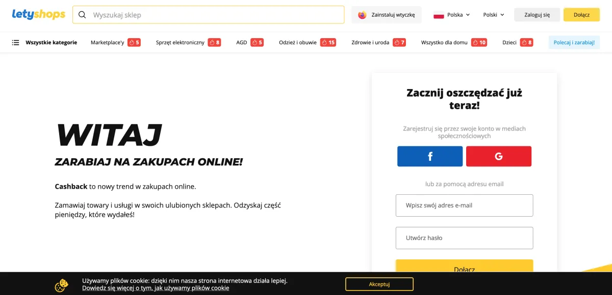 Usługa zwrotu gotówki Letyshops