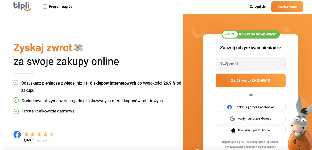 Usługa cashback Tipli