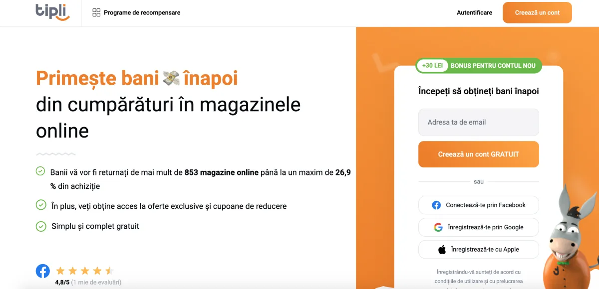 Tipli - serviciu de cashback