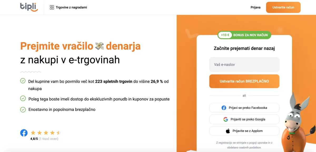 Tipli - storitev vračila denarja